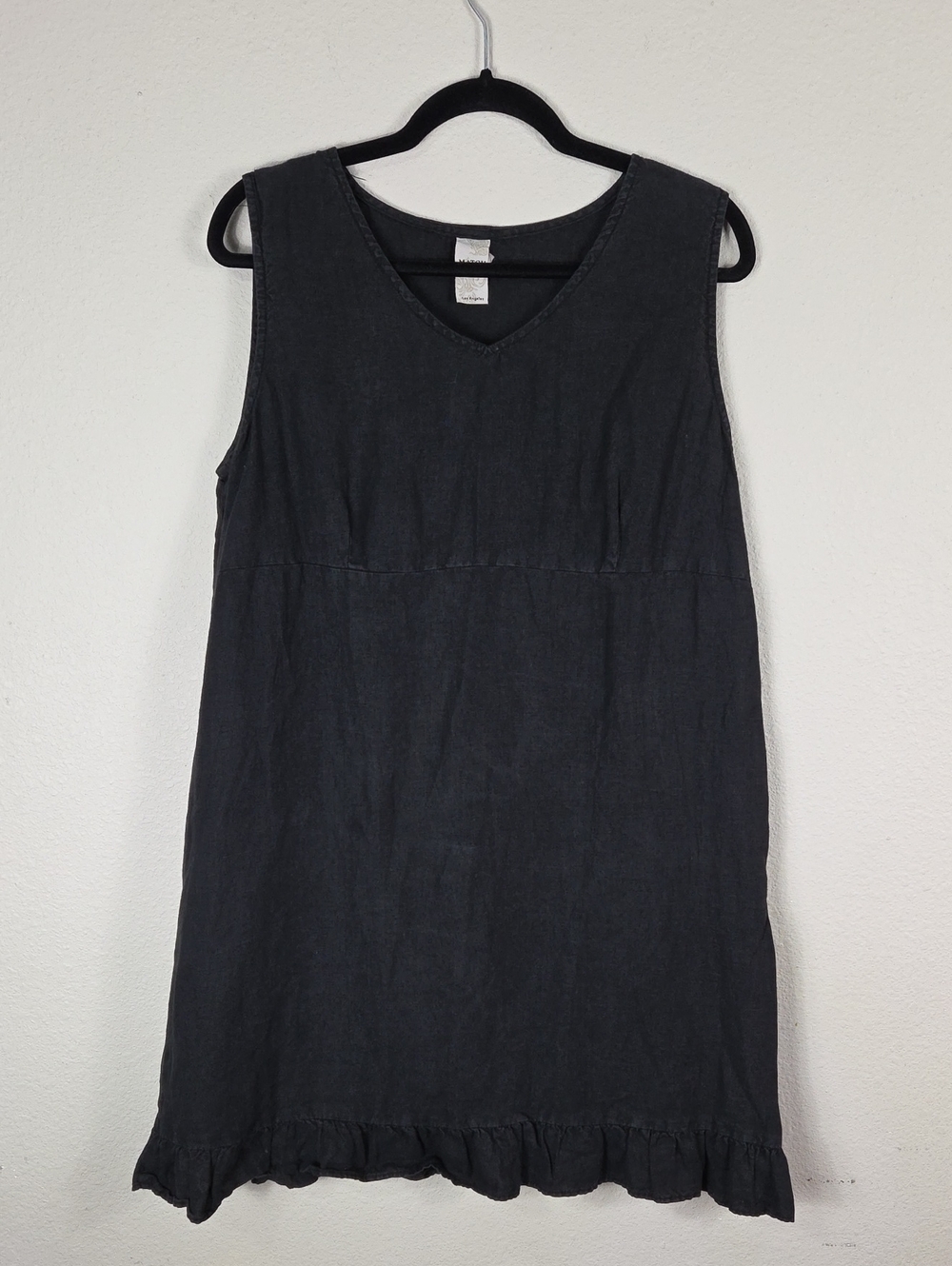 Match Point Black Sleeveless Linen Shift Dress Size Medium Light weight